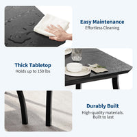 Ensemble de salle à manger Garvee 3 pièces pour 2 personnes, compact et robuste, table en MDF, chaises rembourrées en PU, structure en métal, noir, idéal pour les petites cuisines et les appartements.