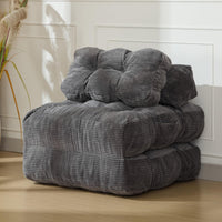 Canapé-lit pliant 3 en 1 Garvee avec coussins, soutien lombaire ergonomique, confort en mousse déchiquetée, tissu velours côtelé, gris, une place, pour salon et chambre