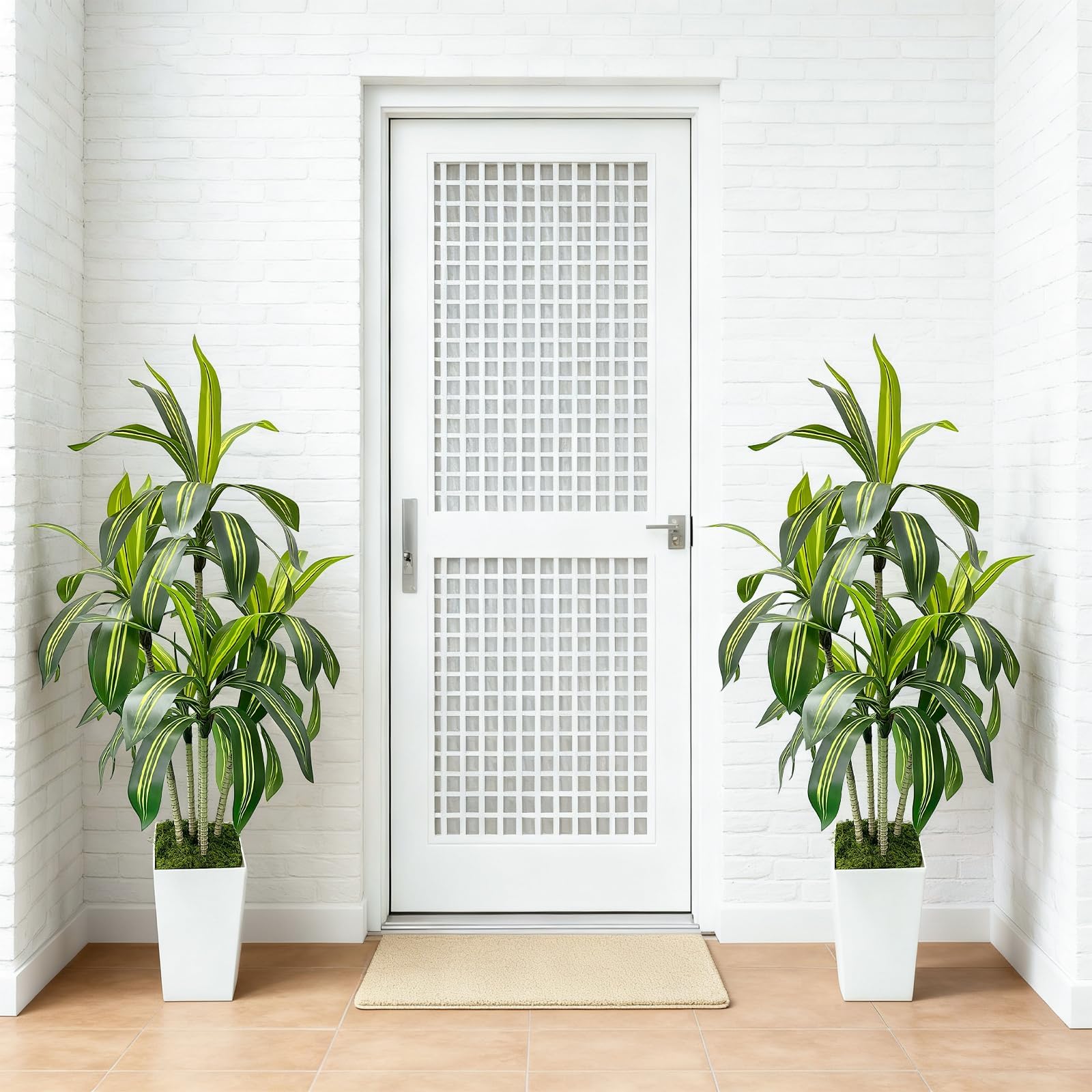 Arbre dragon artificiel Garvee 150 cm avec pot de fleurs blanc pour salon, balcon ou bureau, décoration tropicale verte