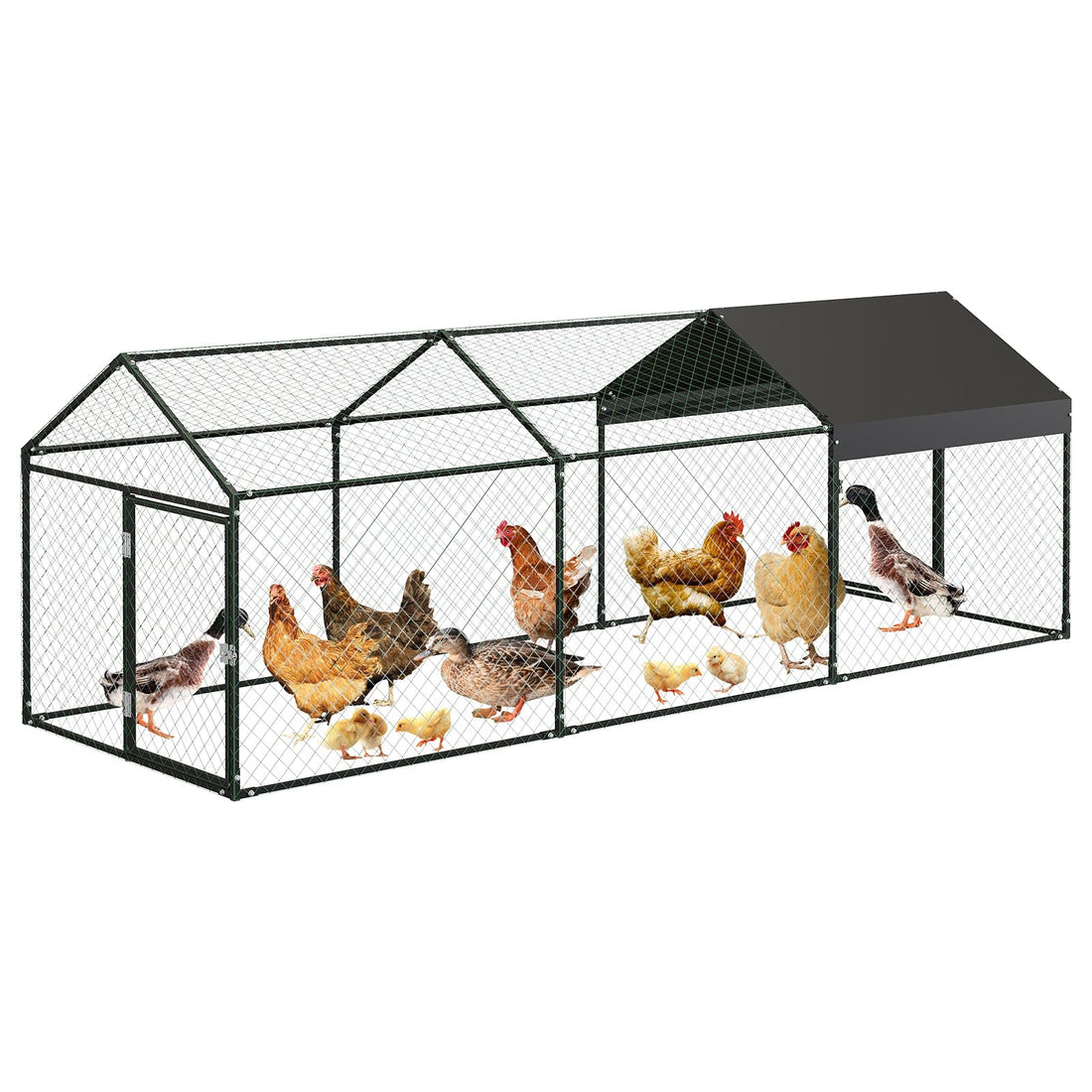 Poulailler Garvee 120x40x40 pouces, construction en acier tubulaire rond argenté, stable et résistant aux intempéries, pour petits animaux comme les poules et les lapins en extérieur