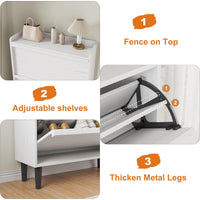 Meuble à chaussures Garvee avec 2 tiroirs abattants, étagère réglable, bois MDF pour entrée et salon, blanc, grand espace de rangement, anti-basculement