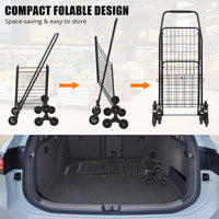 Chariot de courses pliable Garvee, capacité de 50 kg, avec roues pour monter les escaliers, idéal pour les courses et les voyages, capacité de 83 litres, structure en métal, pliable