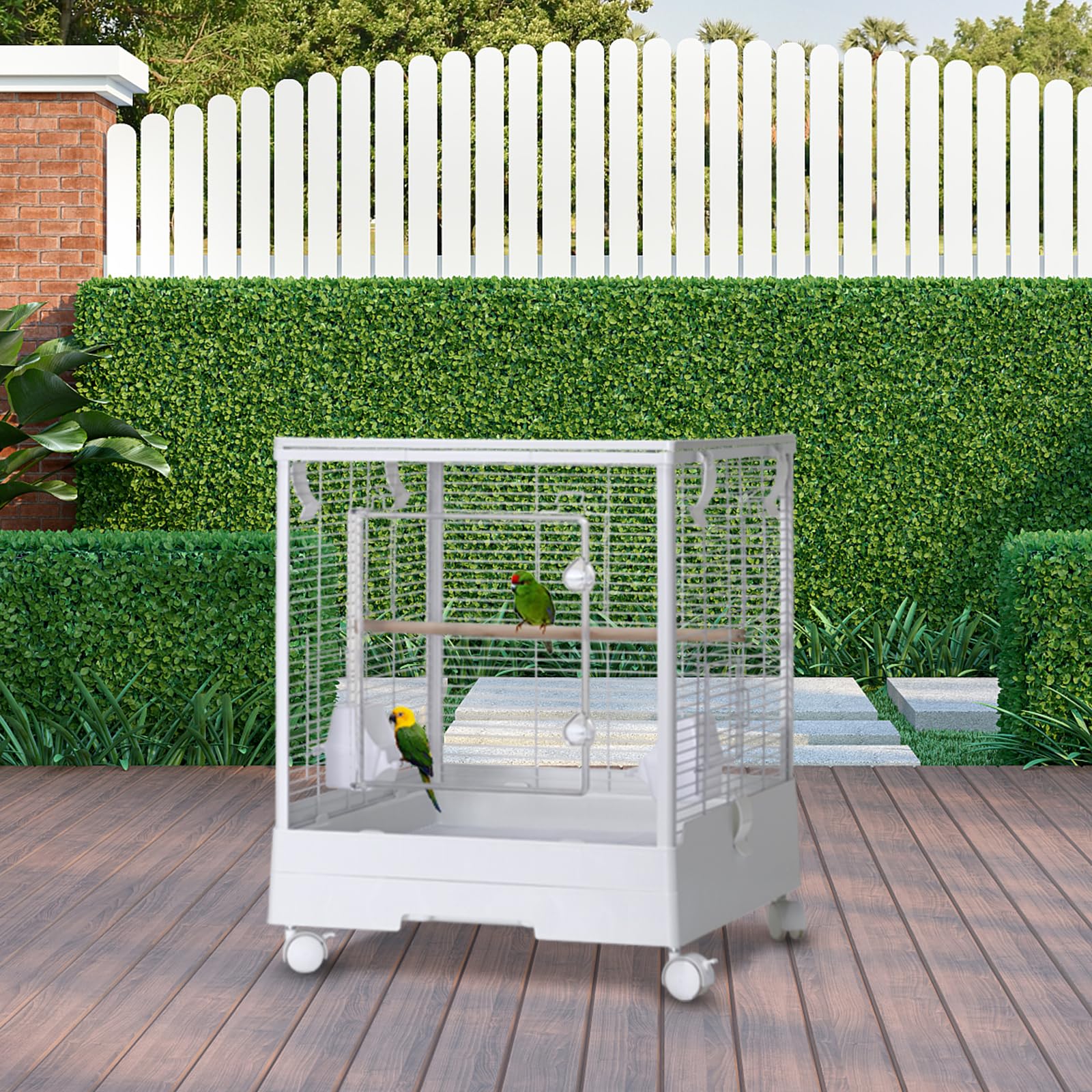 Cage à oiseaux Garvee pour petites perruches, 101,6 cm (40 po), avec roulettes, 3 en 1, pour la maison et les voyages, structure en acier, filet amovible