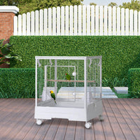 Cage à oiseaux Garvee pour petites perruches, 101,6 cm (40 po), avec roulettes, 3 en 1, pour la maison et les voyages, structure en acier, filet amovible