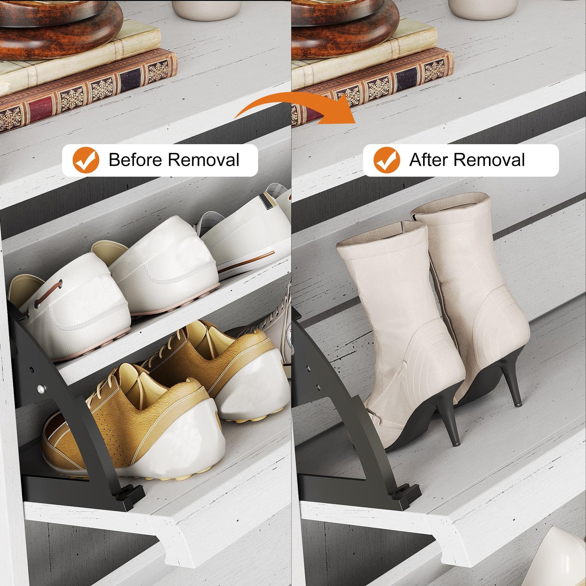 Meuble à chaussures Garvee avec 3 tiroirs abattants, étagère réglable, bois MDF, blanc, pour entrée et salon, gain de place, antidérapant, 80,5 cm x 25,9 cm x 117 cm