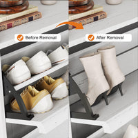 Meuble à chaussures Garvee avec 3 tiroirs abattants, étagère réglable, bois MDF, blanc, pour entrée et salon, gain de place, antidérapant, 80,5 cm x 25,9 cm x 117 cm