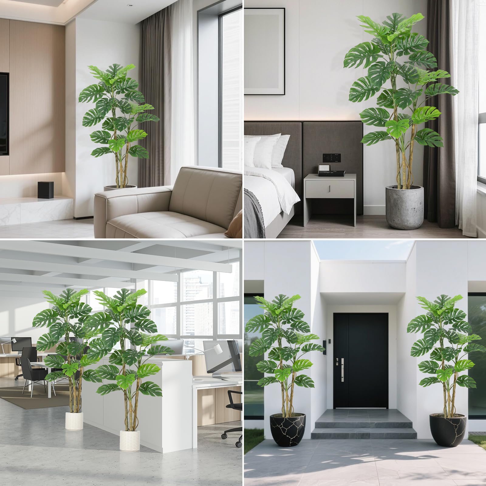 Plante artificielle Monstera Garvee de 1,80 m en polyester de haute qualité, décoration intérieure pour salon ou bureau, verte