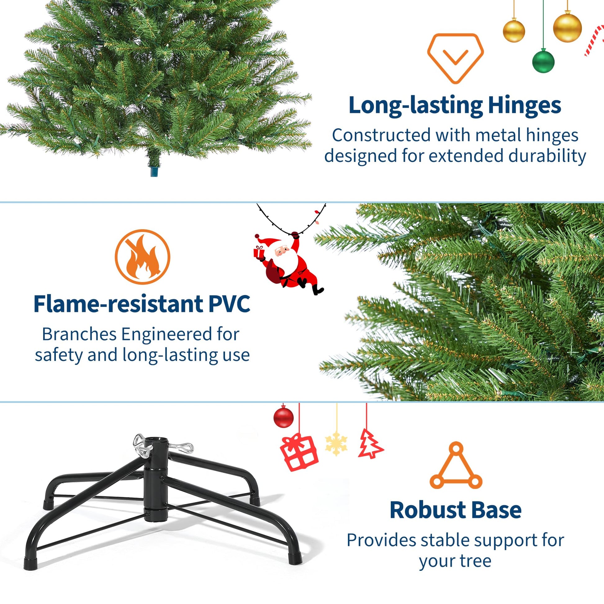 Sapin de Noël artificiel Garvee de 180 cm avec 500 LED, branches en PE/PVC, idéal pour les grands espaces et la décoration des fêtes de Noël.