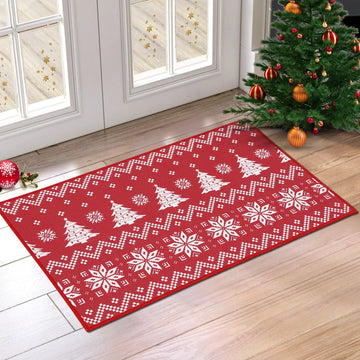 Tapis de Noël lavable Garvee rouge à motif cœur, antidérapant, 50 x 80 cm, pour l'intérieur et l'extérieur. Décoration de Noël.