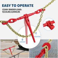 Tendeur à chaîne à cliquet en acier Garvee à 4 brins avec crochets G80 pour camions à plateau, capacité de levage de 3 220 kg, poignée antidérapante, chaînes de 12,7 à 9,5 mm, ensemble de 4