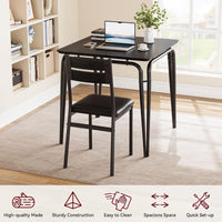 Garvee Ensemble table à manger noire 2 personnes, table carrée avec 2 chaises, bois moderne, gain de place pour cuisine, studio, coin repas et petit espace