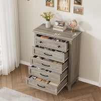Commode Garvee à 5 tiroirs avec grand espace de rangement, en bois MDF, imperméable, idéale pour la chambre et le salon, dimensions : 80 x 40 x 105 cm, couleur naturelle.