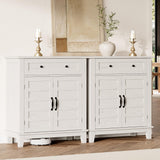 Garvee Buffet Moderne avec Étagères Ajustables 3 Niveaux, grand tiroir, Bois Rustique, Blanc, Cuisine et Entrée, Anti-Basculement - White