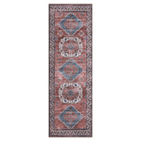 Tapis de salon vintage Garvee, doux, lavable, style campagnard oriental, rose, 60 x 230 cm