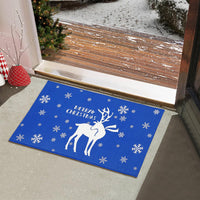 Garvee Deurmat Tapis antidérapant décoratif de Noël 50x80 cm en tissu non tissé, blanc et bleu, pour entrée intérieure et extérieure