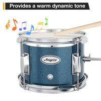 Batterie Garvee 3 pièces pour débutants avec grosse caisse de 14 pouces, tom de 10 pouces, bleue, en bois, tabouret inclus, idéale pour les enfants