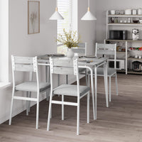 Ensemble de salle à manger Garvee pour 4 personnes, table carrée avec 4 chaises rembourrées, MDF et métal, gain de place et stable, pour les petites pièces et les cuisines.