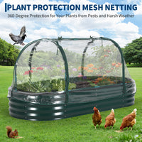 Jardinière surélevée en métal robuste Garvee avec cadre renforcé et filet de protection contre les oiseaux, pour jardin et terrasse, ouverte, résistante aux intempéries et durable.