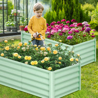 Jardinière surélevée galvanisée Garvee 180 x 90 x 45 cm en acier avec rebord de sécurité pour jardin et terrasse, durable et antirouille