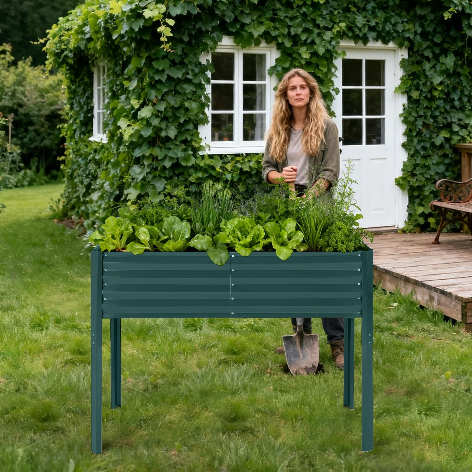 Jardinière surélevée en métal Garvee avec couvercle pour légumes et fleurs, idéale pour le jardinage et la terrasse. Résistante à la corrosion et aux intempéries.