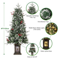 Garvee sapin de Noël artificiel, 1 pièce, 120 cm, 150 LED (blanc chaud et multicolore), 8 modes d'éclairage, base à neuf têtes d'oiseau, fibre optique