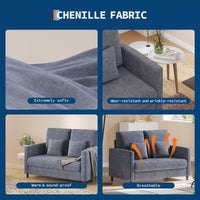 Canapé deux places Garvee 52 po avec ressorts ensachés de 7,5 po, dossier ergonomique, tissu Teddy, structure en bois robuste pour petits espaces, compact, salon, gris