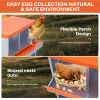 Nichoir Garvee pour poules, 6 compartiments, acier galvanisé, système à roulettes, fixation murale, pour élevages avicoles, larges ouvertures de ventilation, facile à nettoyer