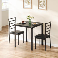 Ensemble table et chaises 3 pièces Garvee pour 2 personnes, plateau en MDF, gain de place, stable, idéal pour la cuisine et la salle à manger, design moderne, noir