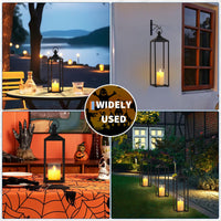 Garvee lot de 3 lanternes décoratives métal avec bougies LED sans flamme, 56 / 48 / 43 cm, noires, intérieur et extérieur