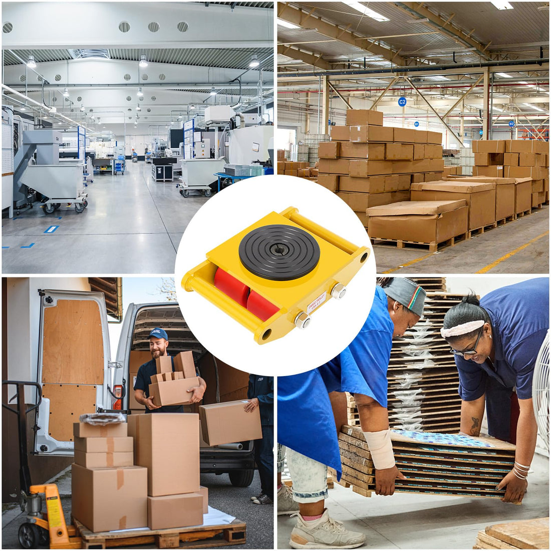 Garvee roulettes industrielles, capacité de charge de 6 tonnes, pivotantes à 360°, en acier au carbone, antidérapantes, 4 roues en polyuréthane pour ateliers et entrepôts, robustes, flexibles et sûres