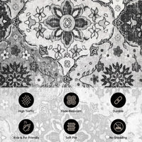 Tapis Garvee lavables à motif treillis vintage pour salon, chambre, bureau, chambre d'enfant, style oriental, à poils courts, neutre, antidérapant, grand format
