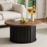 Garvee table basse ronde cannelée en métal, style mid-century, diamètre 81 cm, rétro - Retro