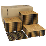 Garvee Lot de 33 Dalles Clipsables en Acacia Massif avec Base en PP, Résistantes à l’Eau et Antidérapantes, pour Balcon, Terrasse et Jardin, Bois Naturel - Jaune