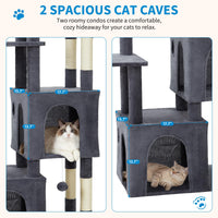 Garvee Arbre à Chat 155 cm Multi-Niveaux pour Grands Chats, Tour Stable avec Grande Plateforme, Gris Foncé, Intérieur