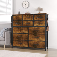Garvee commode à 12 tiroirs, revêtement en tissu, structure en métal, plateau en bois, idéale pour la chambre et l'entrée