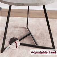 Table de salle à manger ronde Garvee pour 2 personnes avec 2 chaises rembourrées, structure métallique robuste, plateau en MDF, gris rétro, gain de place pour les petites pièces