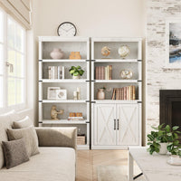 Garvee bibliothèque de style campagne avec portes, 5 niveaux, 178 cm de haut, bois, salon, bureau, brune