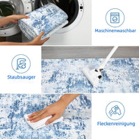 Garvee tapis antidérapant lavable 200 × 290 cm design abstrait moderne pour salon et chambre, bleu clair