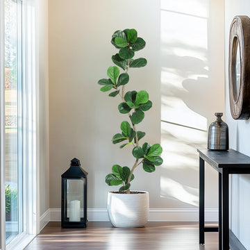 Garvee Ficus Lyrata Artificiel 180 cm, Plante Réaliste Résistante aux UV pour Intérieur et Extérieur, Maison et Bureau, Vert