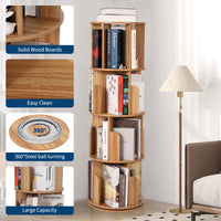 Étagère pivotante en bois Garvee, 4 niveaux, rotation à 360°, multifonctionnelle, idéale pour le salon ou la chambre d'enfant, gain de place.