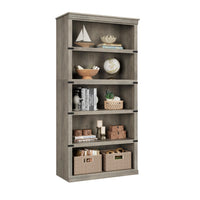 Garvee bibliothèque étroite 116 × 46 × 23 cm, 5 niveaux en MDF et bois, finition grise