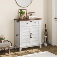 Garvee Meuble de rangement style ferme, étagère réglable à 3 niveaux, 7 positions, bois rustique, pour cuisine et salle à manger, 40 × 80 × 91 cm, marron