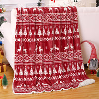 Couverture de Noël Garvee en flanelle sherpa rouge 50x60 - Chaude, réversible, douce et résistante - Idéale pour le canapé et le camping