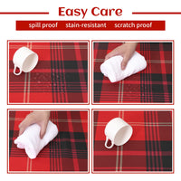 Nappe de Noël Garvee rouge imperméable à carreaux 137 x 228 cm, facile à nettoyer et anti-poussière, idéale pour la décoration de table festive de la cuisine.