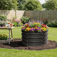 Potager surélevé Garvee, en métal, 107 x 20 cm, rond, sans fond, en acier galvanisé, antirouille, idéal pour le jardin, les légumes et les fleurs, respectueux de l'environnement.