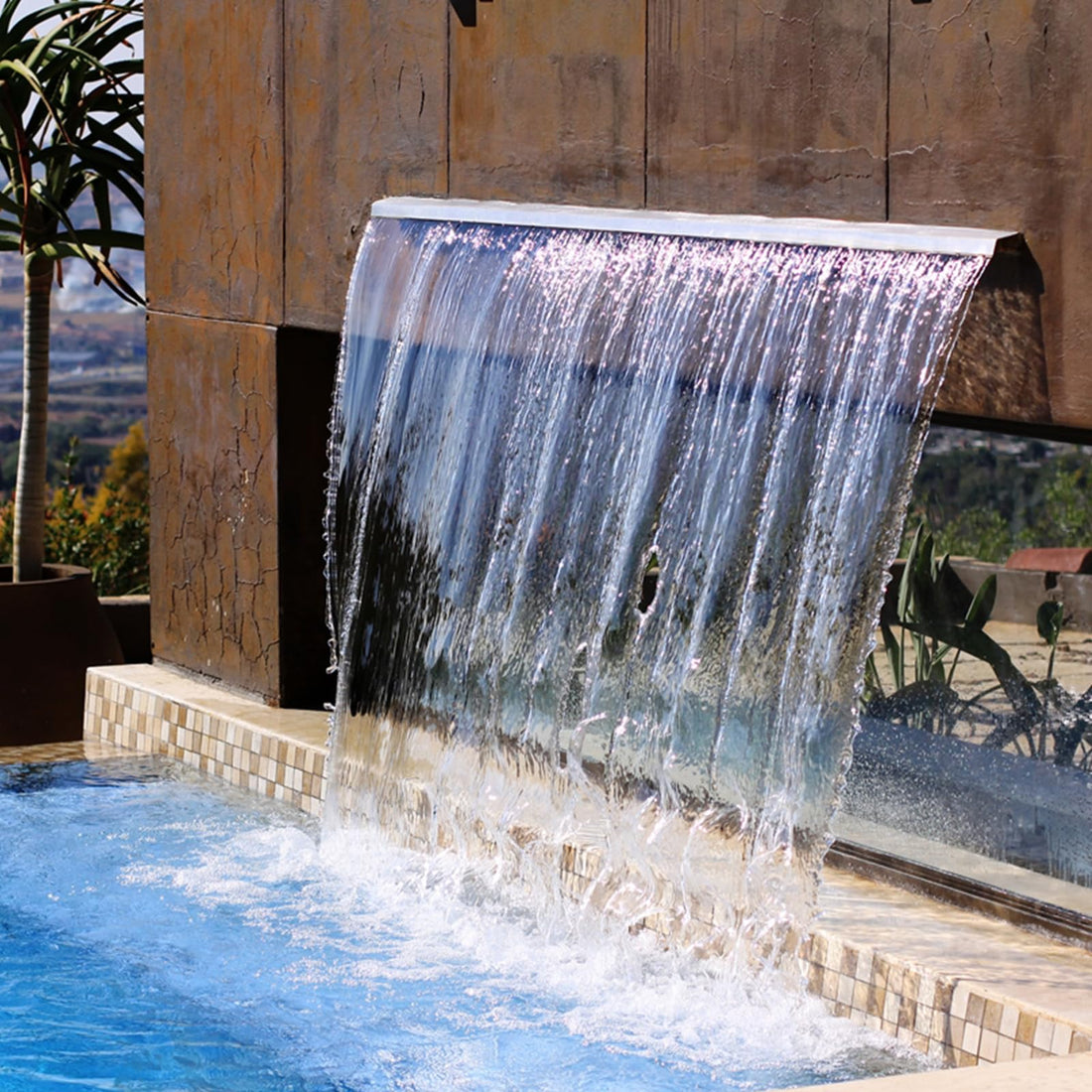 Fontaine de piscine en acier inoxydable Garvee, cascade, déversoir, 45 x 11 x 8 cm, antirouille, pour jardin et piscine