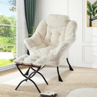 Fauteuil relax Garvee avec repose-pieds, ergonomique, durable, blanc, pour salon, bureau, confortable