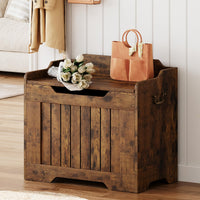 GARVEE Coffre de rangement en bois 63 cm, banc avec charnière de sécurité, supporte 159 kg, MDF durable, pour entrée, salon, chambre, style vintage
