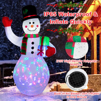 Garvee Bonhomme de neige gonflable 240 cm avec lumière LED rotative, étanche et coloré, décoration de Noël pour jardin