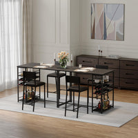 Table de salle à manger Garvee pour 2 personnes avec 4 étagères et casier à vin, banquette rembourrée, structure en acier, bois rustique, gain de place, idéale pour les petites cuisines et les studios.